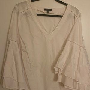 Lane Bryant bell sleeve white cotton blouse